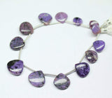 Natural Purple Charoite Smooth Heart Drop Beads 8mm 18mm 7inches