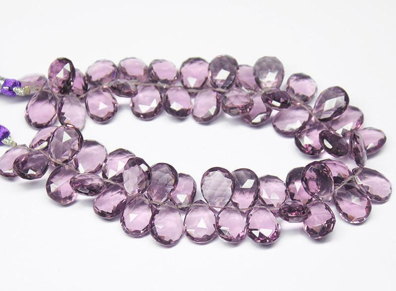 Natural Purple Quartz Faceted Pear Drops Beads 2 Matching Pair 14mm - Jalvi & Co.