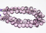 Natural Purple Quartz Faceted Pear Drops Beads 2 Matching Pair 14mm