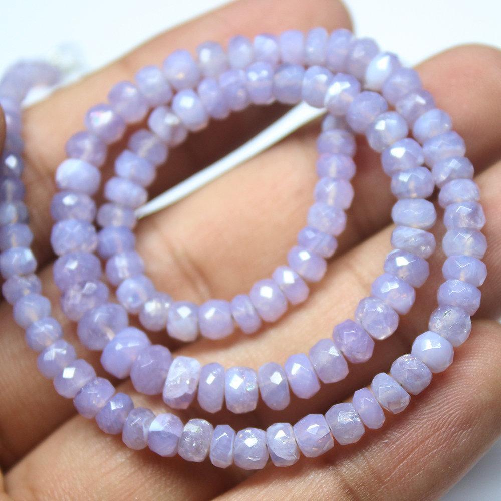 Natural Purple Scorolite Faceted Rondelle Beads 4mm 4.5mm 15inches - Jalvi & Co.