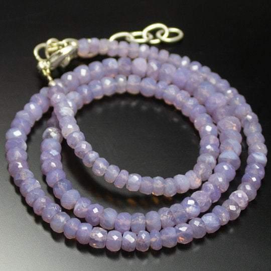 Natural Purple Scorolite Faceted Rondelle Beads Necklace 4mm 6mm 19inches - Jalvi & Co.