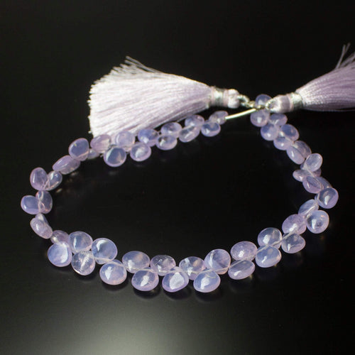 Natural Purple Scorolite Smooth Heart Drop Beads 5.5mm 6.5mm 8inches - Jalvi & Co.