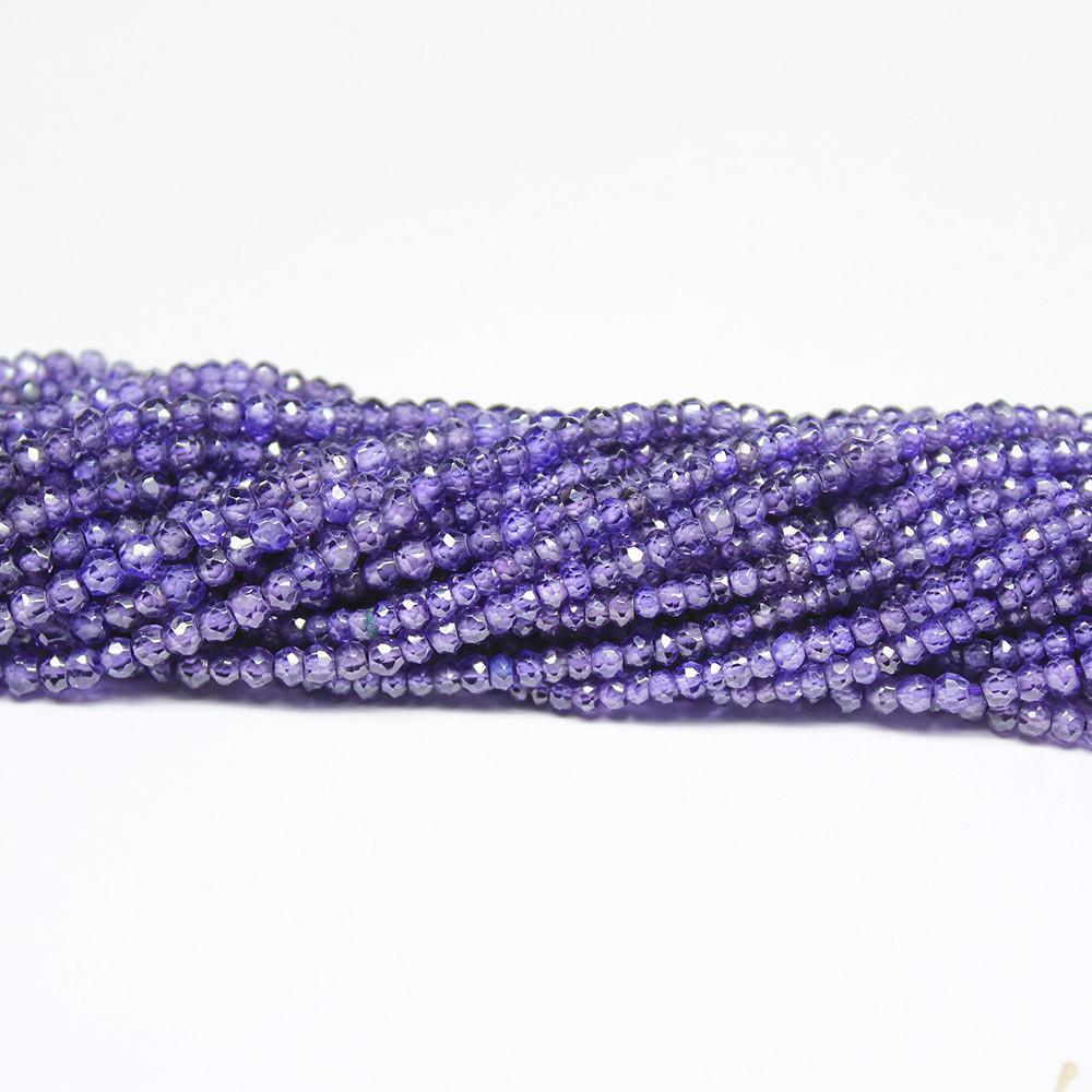 Natural Purple Zircon Faceted Rondelle Beads 3mm 16inches - Jalvi & Co.