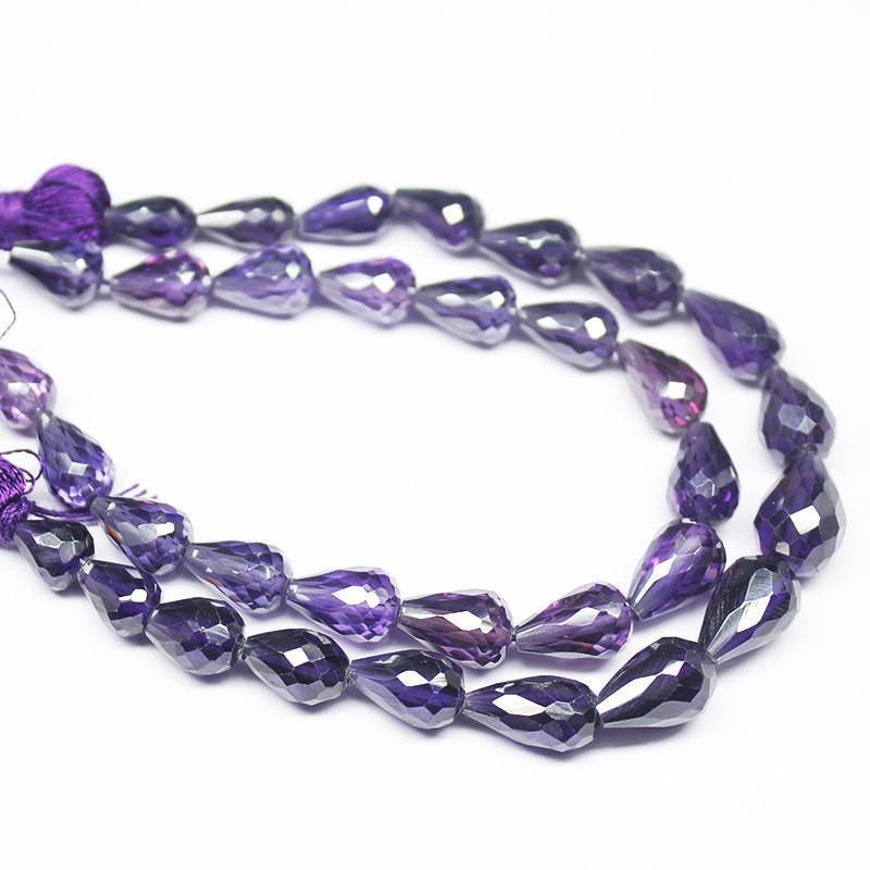 Natural Purple Zircon Faceted Teardrop Beads 7mm 11mm 6inches - Jalvi & Co.