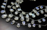 Natural Rainbow Moonstone Faceted Pear Drop Loose Pair Beads Strand 8