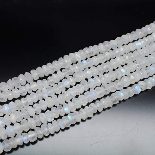 Natural Rainbow Moonstone Faceted Rondelle Gemstone Loose Spacer Beads 10