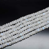 Natural Rainbow Moonstone Faceted Rondelle Gemstone Loose Spacer Beads 10