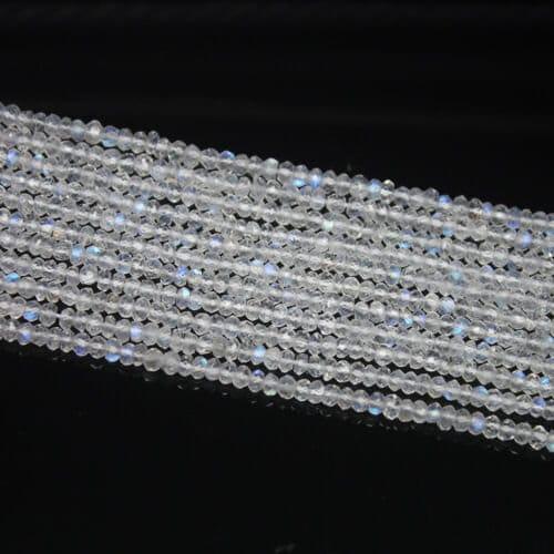Natural Rainbow Moonstone Faceted Rondelle Loose Gemstone Beads Strand 13