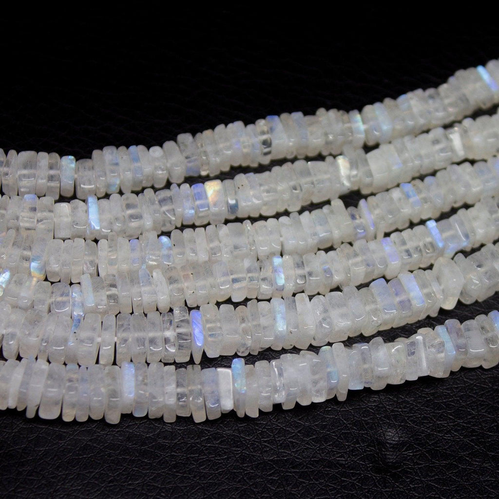 Natural Rainbow Moonstone Gemstone Smooth Polished Heishi Cube Beads 5mm 16" - Jalvi & Co.