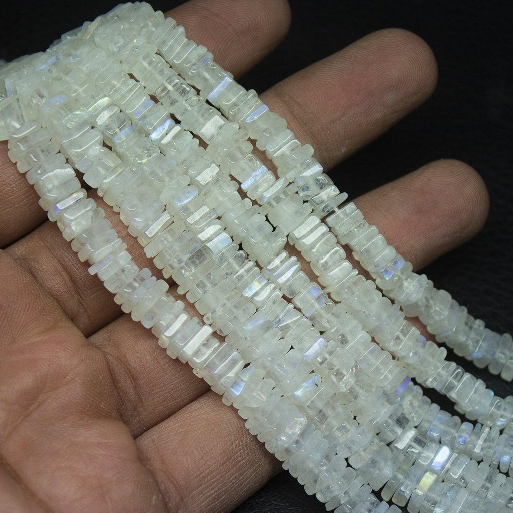 Natural Rainbow Moonstone Gemstone Smooth Polished Heishi Cube Beads 5mm 16" - Jalvi & Co.