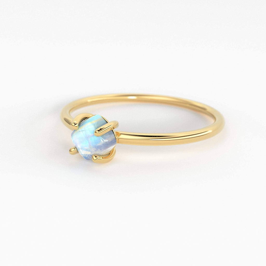 Natural Rainbow Moonstone Ring / Minimalist Ring / Birthstone Ring / Dainty Ring / Stacking Ring / 14k Gold Ring / Promise Ring / Gift - Jalvi & Co.