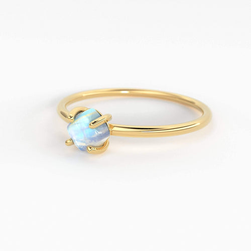 Natural Rainbow Moonstone Ring / Minimalist Ring / Birthstone Ring / Dainty Ring / Stacking Ring / 14k Gold Ring / Promise Ring / Gift - Jalvi & Co.