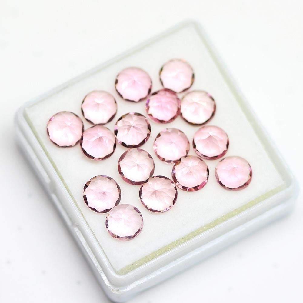 Natural Rare Pink Tourmaline Round Brilliant Gemstone Loose Lot 16pc 7.34Ct - Jalvi & Co.