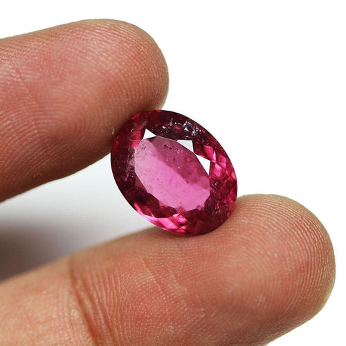 Natural Rare Rubellite Pink Tourmaline Faceted Oval Loose Gemstone 8.11 ct. - Jalvi & Co.