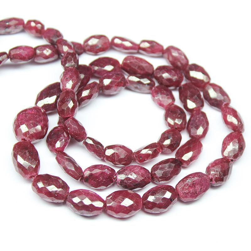 Natural Red Dyed Ruby Faceted Oval Beads Loose Gemstone Strand 9mm 12mm 15" - Jalvi & Co.