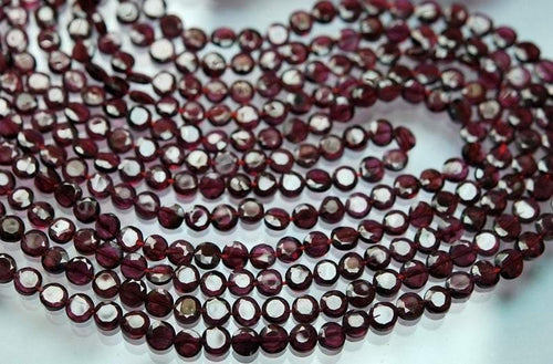 Natural Red Garnet Faceted Coin Beads 5mm 13inches - Jalvi & Co.