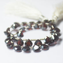 Load image into Gallery viewer, Natural Red Garnet Faceted Heart Drop Beads 6mm 7mm 8inches - Jalvi &amp; Co.