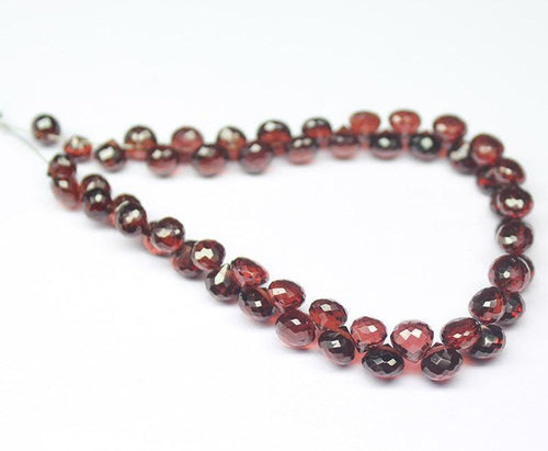 Natural Red Garnet Faceted Onion Beads 5.5mm 8.5mm 5inches - Jalvi & Co.