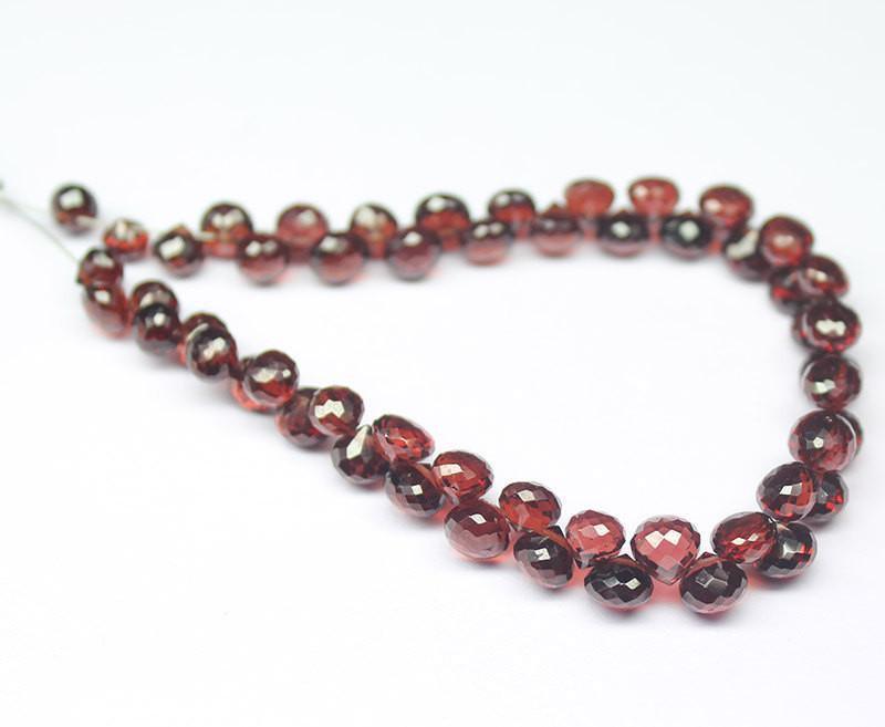 Natural Red Garnet Faceted Onion Beads 5.5mm 8.5mm 5inches - Jalvi & Co.