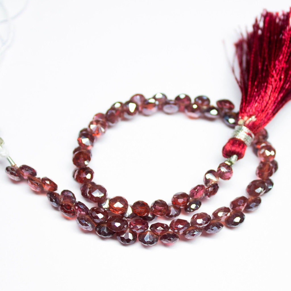 Natural Red Garnet Faceted Onion Drops Briolette Gemstone Loose Beads 5mm 6mm 4" - Jalvi & Co.