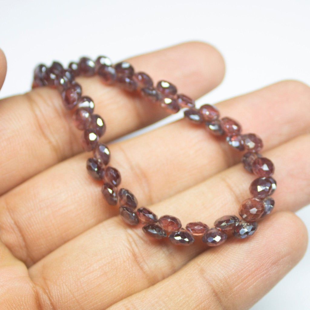 Natural Red Garnet Faceted Onion Drops Briolette Gemstone Loose Beads 5mm 6mm 4" - Jalvi & Co.