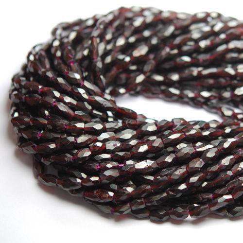 Natural Red Garnet Faceted Oval Beads 6mm 8.5mm 13inches - Jalvi & Co.