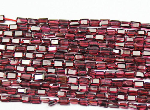 Natural Red Garnet Faceted Rectangle Beads 5.5mm 7mm 13inches - Jalvi & Co.