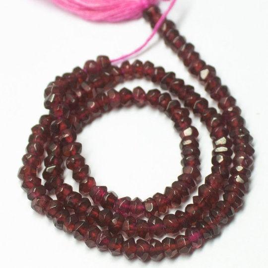 Natural Red Garnet Faceted Rondelle Beads 4mm 13inches - Jalvi & Co.