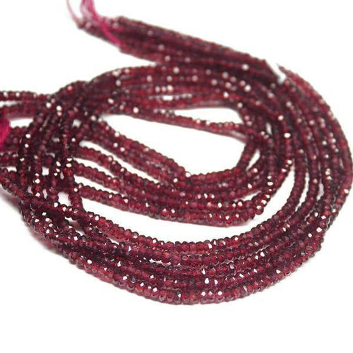 Natural Red Garnet Faceted Rondelle Beads 4mm 4.5mm 13inches - Jalvi & Co.