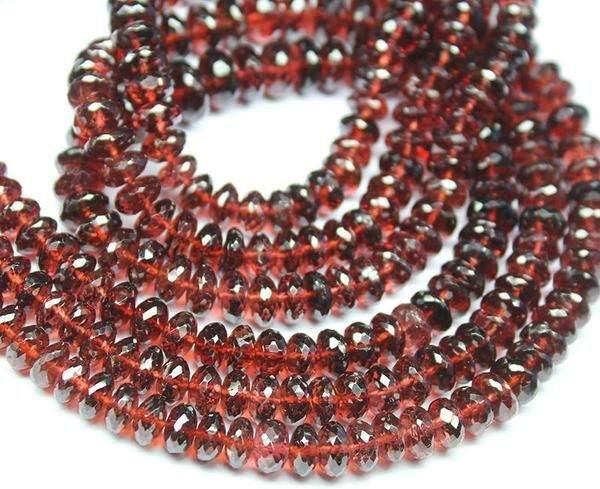Natural Red Garnet Faceted Rondelle Beads 5.5mm 7.5mm 15inches - Jalvi & Co.