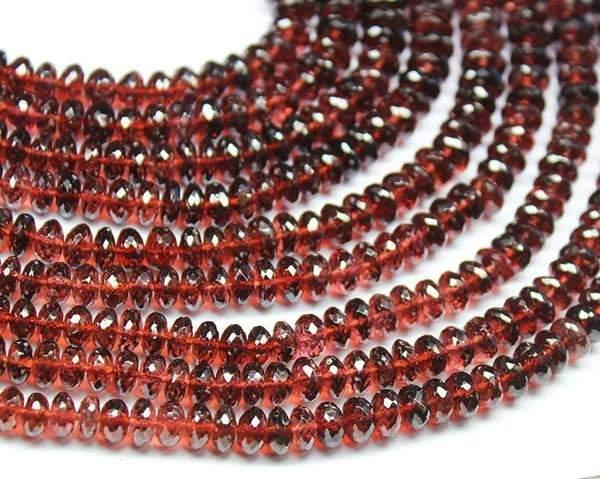 Natural Red Garnet Faceted Rondelle Beads 5.5mm 7.5mm 15inches - Jalvi & Co.