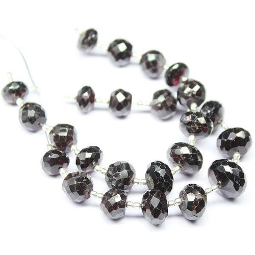 Natural Red Garnet Faceted Rondelle Beads 9mm 11.5mm 13pc - Jalvi & Co.