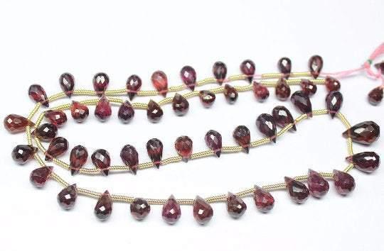 Natural Red Garnet Faceted Teardrop Beads 6.5mm 9.5mm 19inches - Jalvi & Co.