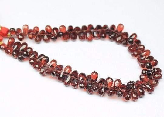 Natural Red Garnet Faceted Teardrop Beads 7mm 10mm 8inches - Jalvi & Co.