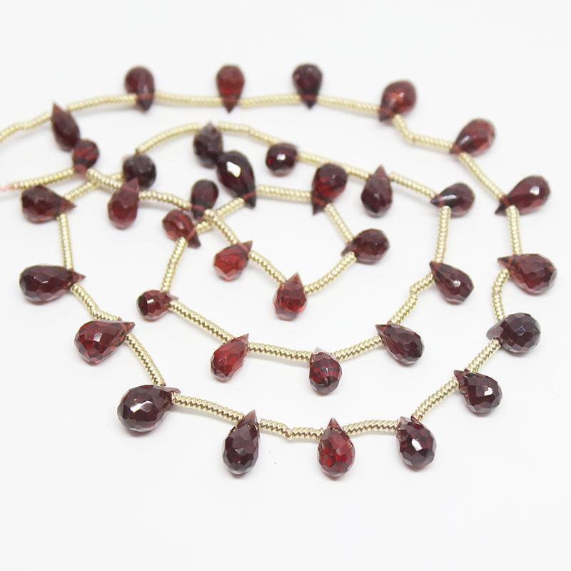 Natural Red Garnet Faceted Teardrop Beads 7mm 8mm 16inches - Jalvi & Co.