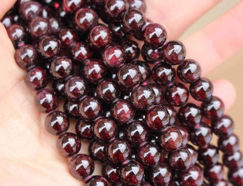 Natural Red Garnet Smooth Ball Round Gemstone Loose Spacer Beads Strand 6mm 14