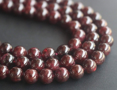 Natural Red Garnet Smooth Ball Round Gemstone Loose Spacer Beads Strand 6mm 14