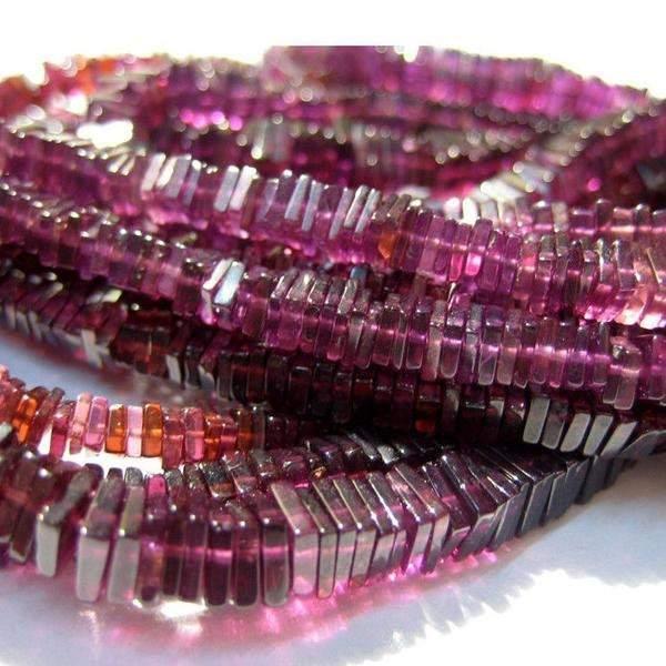 Natural Red Garnet Smooth Heishi Square Beads 5mm 5.5mm 13inches - Jalvi & Co.