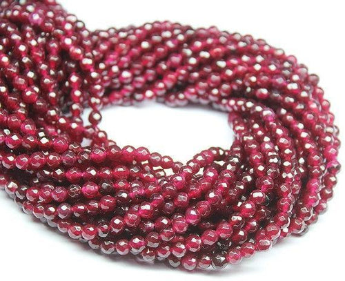 Natural Red Jade Faceted Round Beads 4mm 15inches - Jalvi & Co.