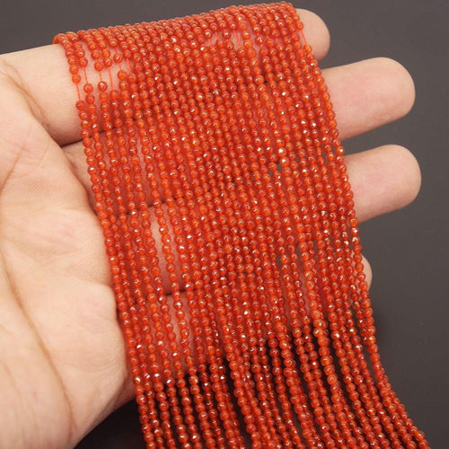 Natural Red Onyx Faceted Ball Round Gemstone Loose Spacer Beads Strand 15