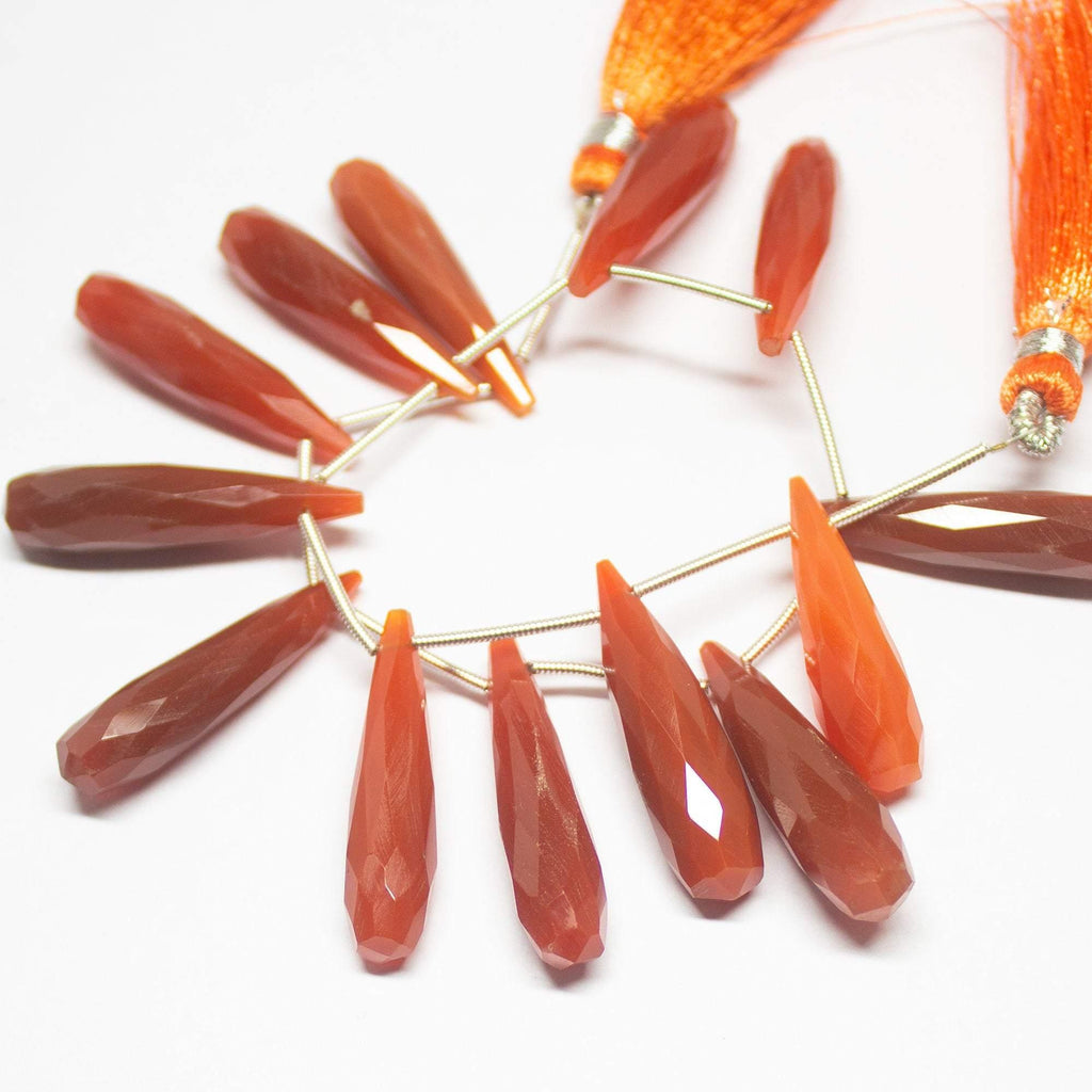 Natural Red Onyx Faceted Long Tear Drop Beads 28mm 30mm 8inches - Jalvi & Co.