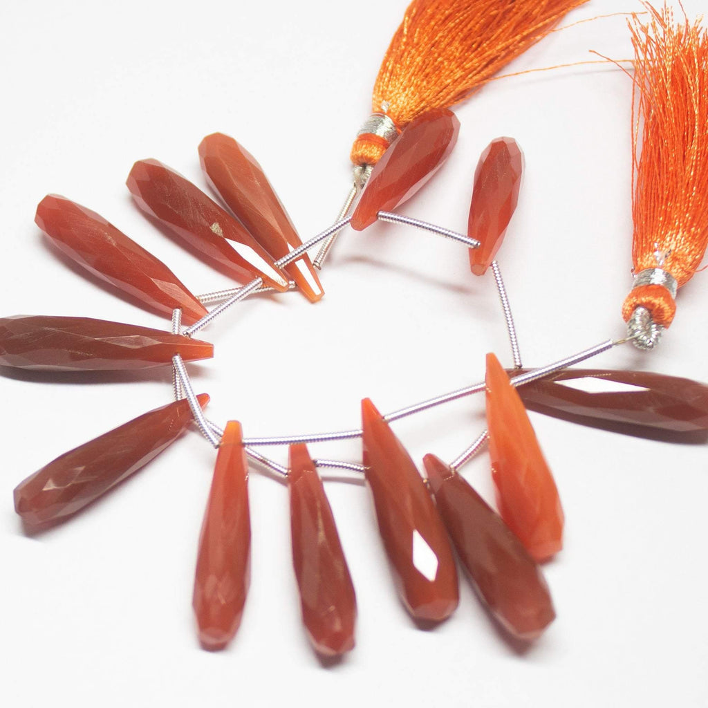 Natural Red Onyx Faceted Long Tear Drop Beads 28mm 30mm 8inches - Jalvi & Co.