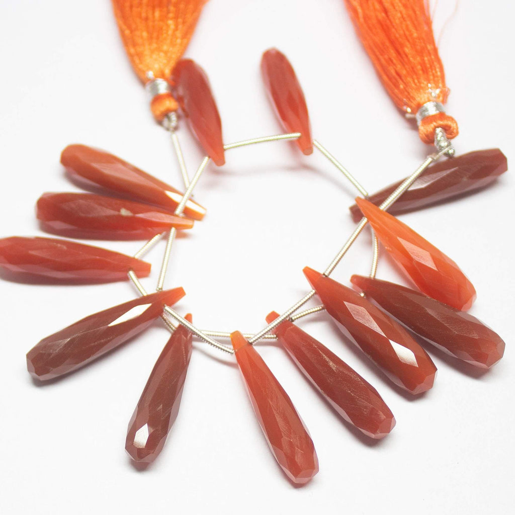 Natural Red Onyx Faceted Long Tear Drop Beads 28mm 30mm 8inches - Jalvi & Co.