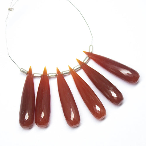 Natural Red Onyx Faceted Tear Drop Beads 30x7mm 6pc - Jalvi & Co.