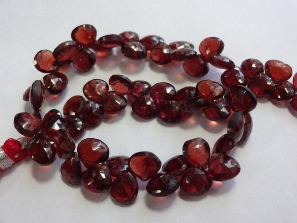 Natural Red Rhodolite Garnet Faceted Heart Beads 5.5mm 7.5mm 8inches - Jalvi & Co.