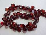 Natural Red Rhodolite Garnet Faceted Heart Beads 5.5mm 7.5mm 8inches