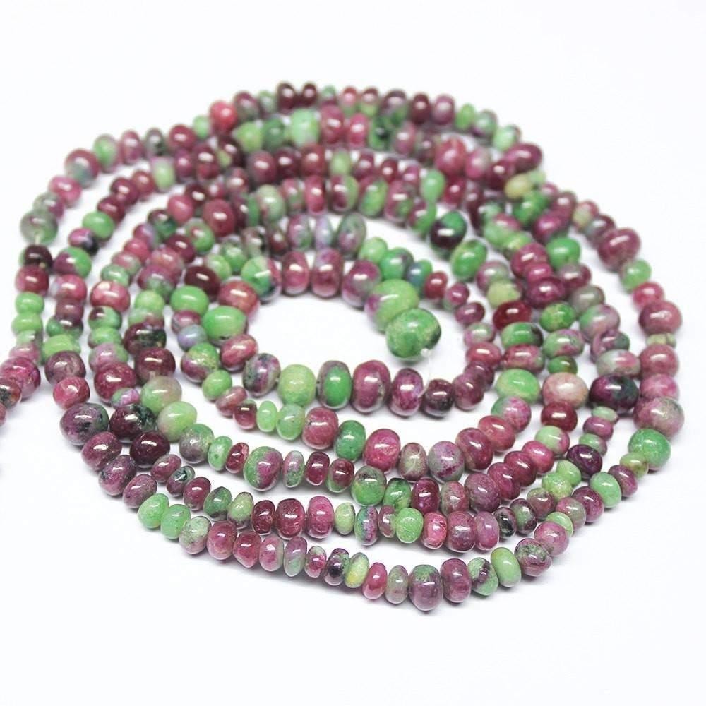 Natural Red Ruby Zoisite Smooth Rondelle Beads 4mm 5mm 11inches - Jalvi & Co.