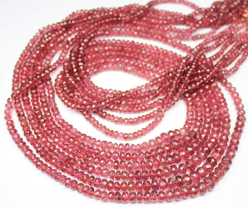 Natural Red Spinel Faceted Rondelle Gemstone Loose Beads Strand 9