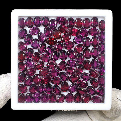 Natural Rhodolite Garnet Loose Untreated Gemstones Lot 20 Pcs 6mm*4mm Oval Cut - Jalvi & Co.
