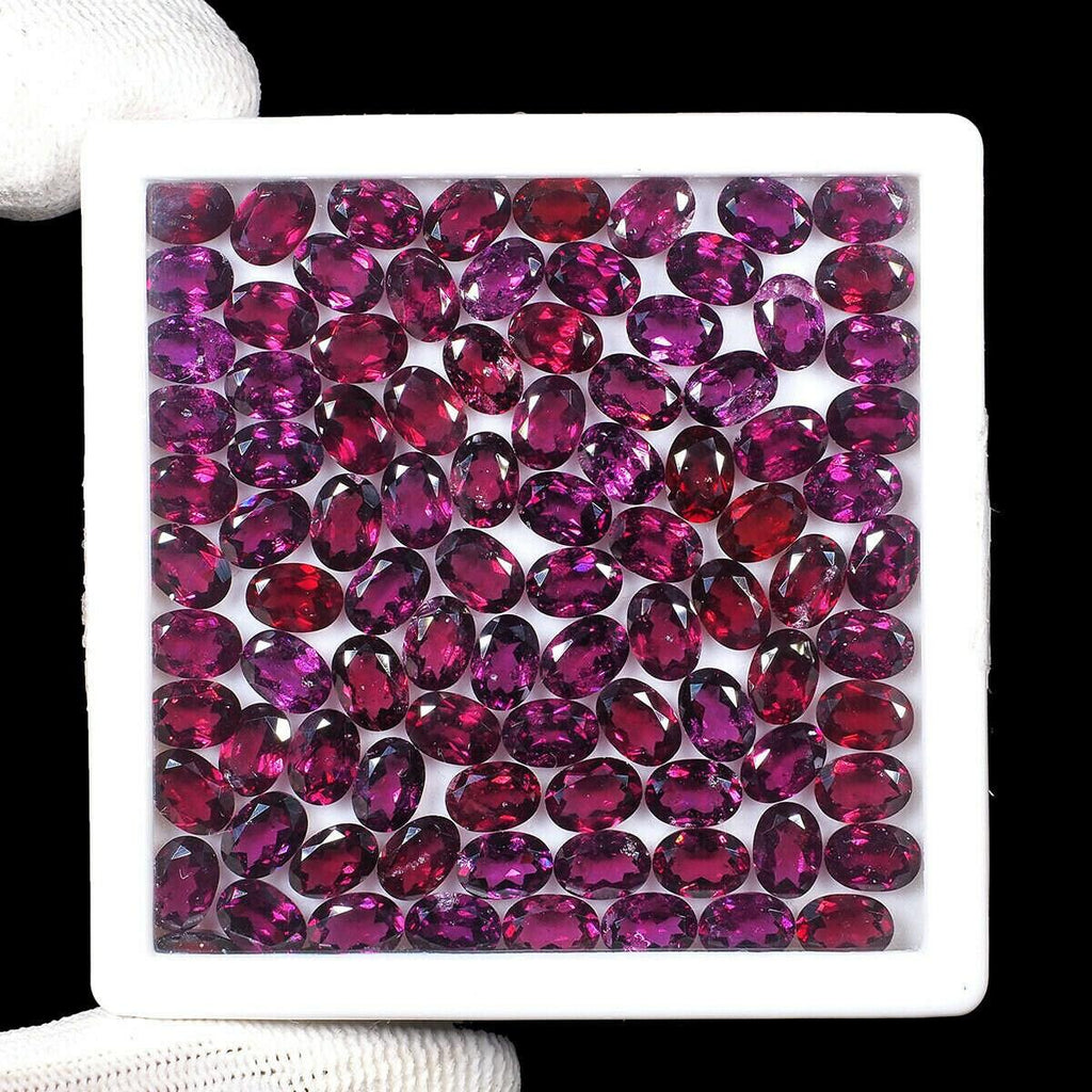 Natural Rhodolite Garnet Loose Untreated Gemstones Lot 20 Pcs 6mm*4mm Oval Cut - Jalvi & Co.